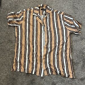 Stripped Short Sleeve Button Up
